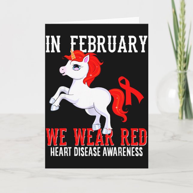 Cartão In February We Wear Red Heart Disease Awareness Mo (Frente)