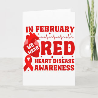 Cartão In February We Wear Red Heart Disease Awareness Re