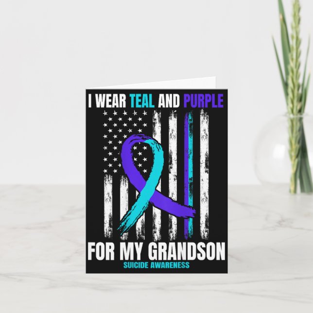 Cartão In Memory Of My Grandson Suicide Awareness Flag Ba (Frente)