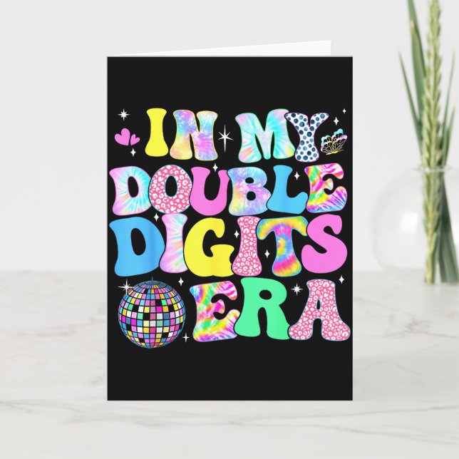 Cartão In My Double Digits Era Retro 10 Year Old 10th Bir (Frente)