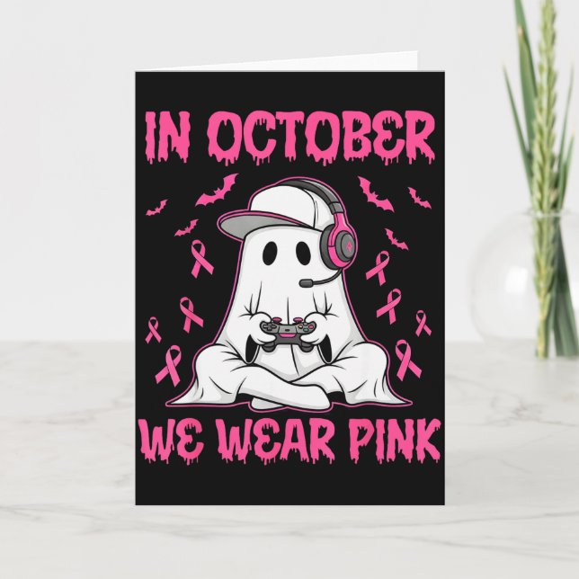 Cartão In October We Wear Nk Breast Cancer Gaming Ghost Y (Frente)