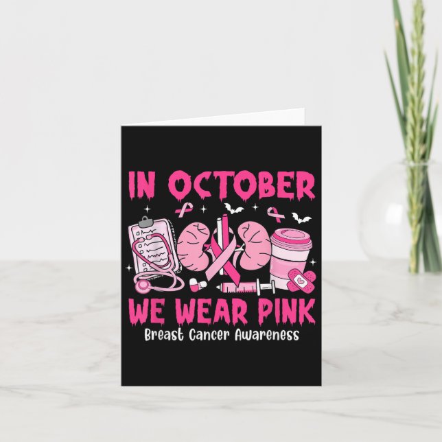 Cartão In October We Wear Nk Breast Cancer Urology Nurse  (Frente)