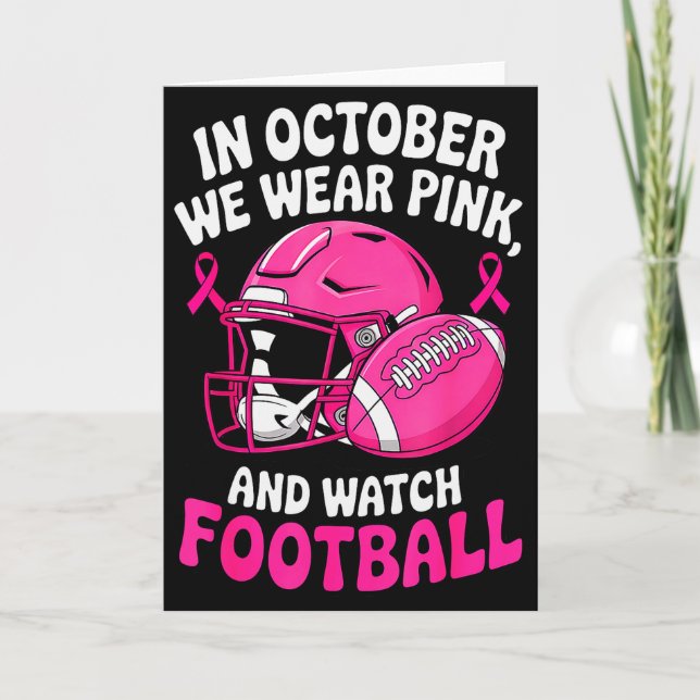Cartão In October We Wear Nk Breast Football Cancer Aware (Frente)