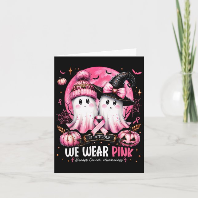 Cartão In October We Wear Nk Ghost Witch Breast Cancer Aw (Frente)