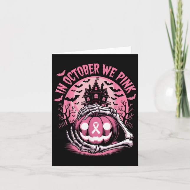 Cartão In October We Wear Nk Halloween Pumpkin Skeleton D (Frente)