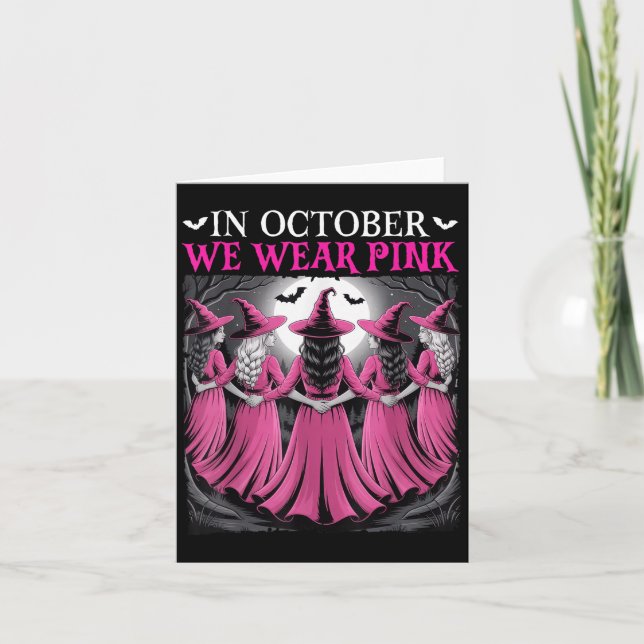 Cartão In October We Wear Nk Witch Halloween Breast Cance (Frente)