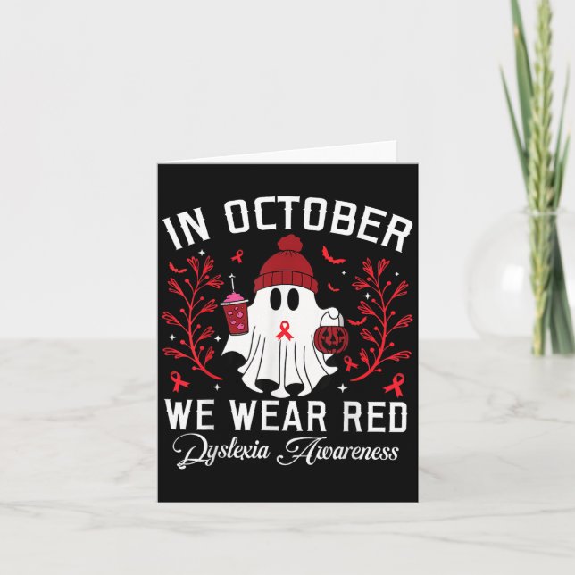 Cartão In October We Wear Red Ghost Teacher Dyslexia Awar (Frente)