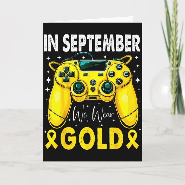 Cartão In September We Wear Gold Gamer Boys Kids Childhoo (Frente)