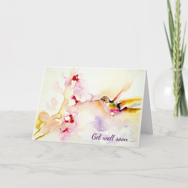 Cartão "In the Pink" Hummingbird Get Well (Frente)