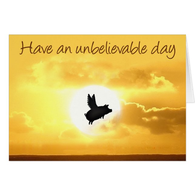 Cartão inacreditável porco voador do dia (Frente horizontal)