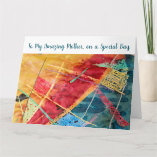 Cartão Incrível Amor de Mãe Arte Moderna em Aquarela Tend