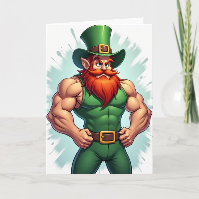 Cartão Incrível do Leprechaun Forte (Frente)