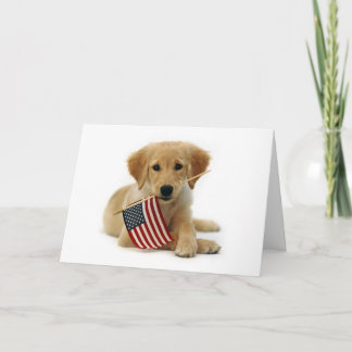 Cartão Independence Day Golden Retriever Puppy