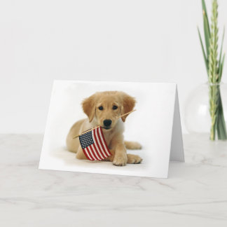 Cartão Independence Day Golden Retriever Puppy