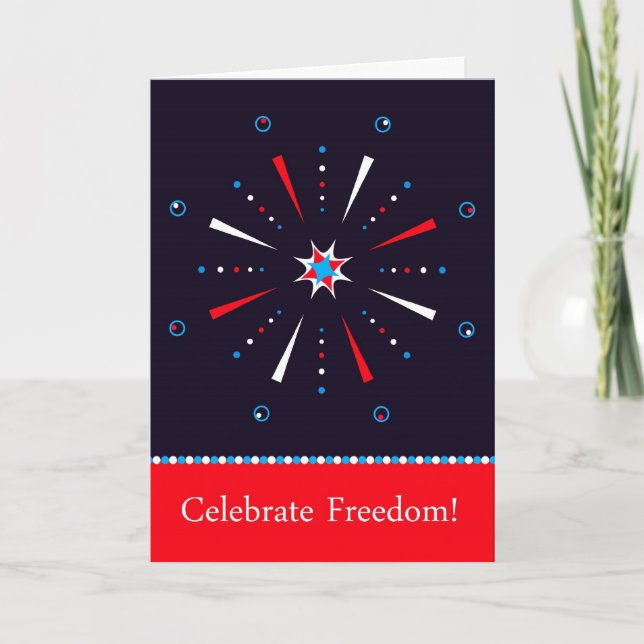 Cartão Independence Day July 4th Firework Greeting Card (Frente)