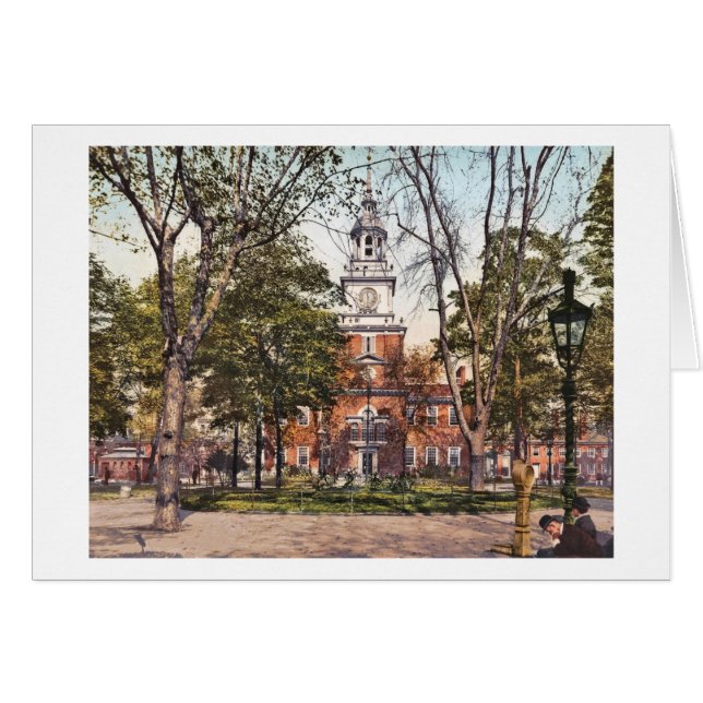 Cartão Independência Salão Philadelphfia, vintage 1900 do (Frente Horizontal)