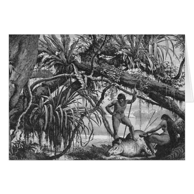 Cartão Indianos de Caripuna com tapir (Frente Horizontal)