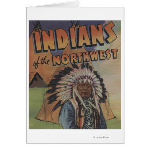 Cartão Indianos do noroeste - chefe indiano & Teepee