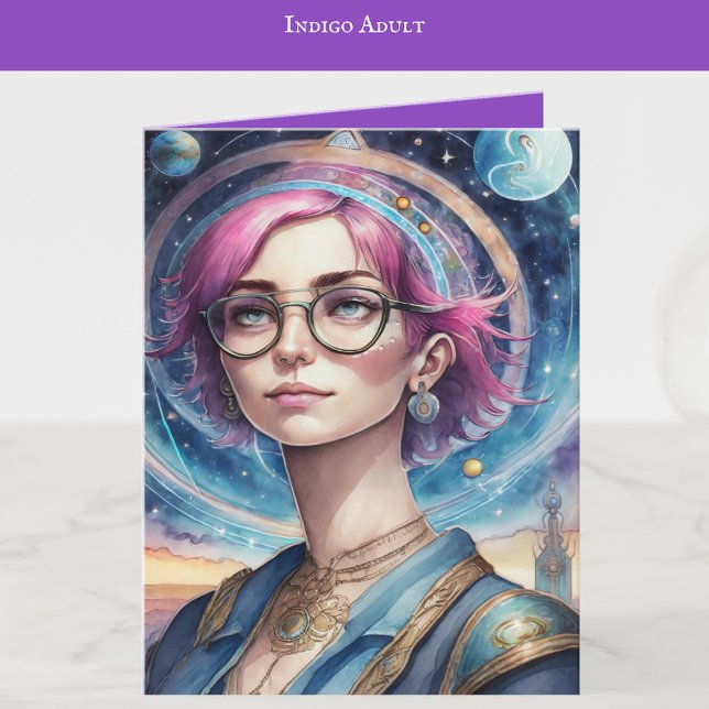 Cartão Indigo Child Art | Arte Adulta Indigo | VAZIO (Criador carregado)