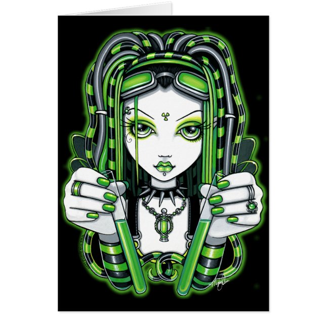 Cartão industrial escuro de "Vivian" Cybergoth Fae (Frente)