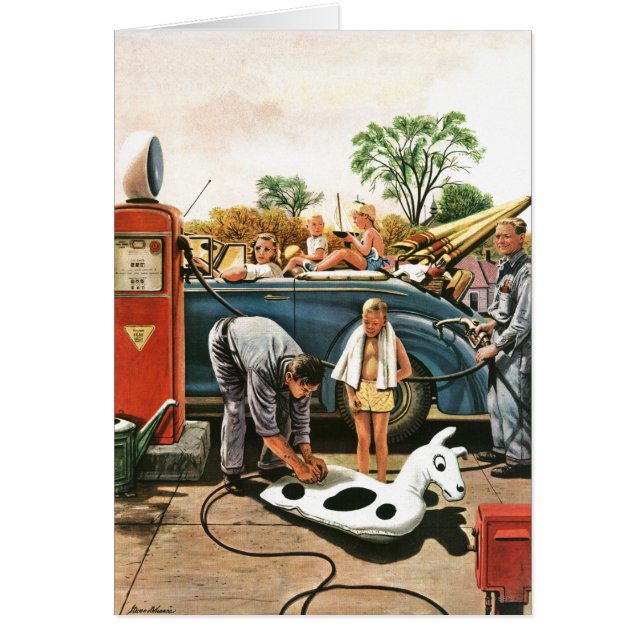 Cartão Inflando o brinquedo da praia (Frente)