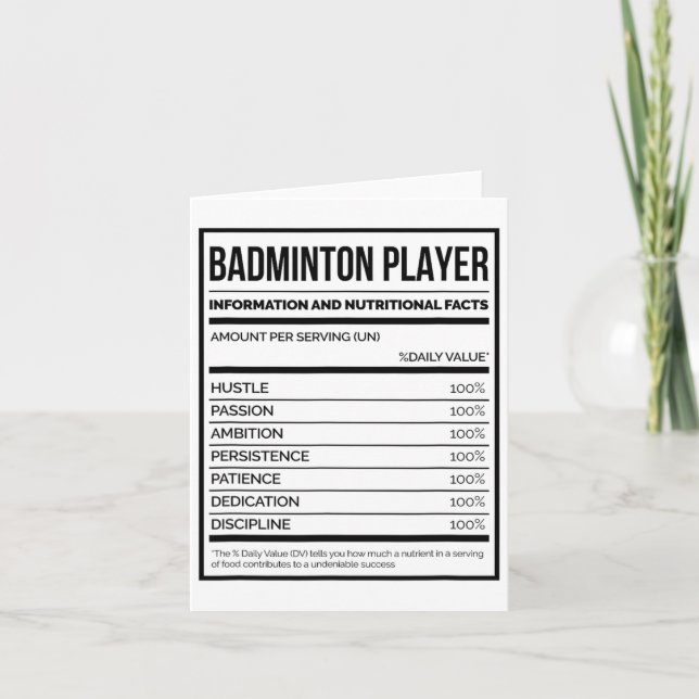 Cartão Informações Sobre Os Jogadores De Badminton E Fato (Frente)