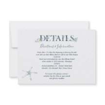 Cartão informativo Pormenores do Casamento no Ocea