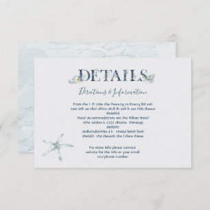 Cartão informativo Pormenores do Casamento no Ocea