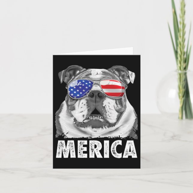 Cartão Inglês Buldog 4 de julho Merica Men Women Usa F (Frente)