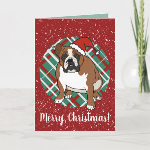 Cartão Inglês Buldogue Christmas