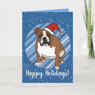 Cartão Inglês Buldogue Christmas