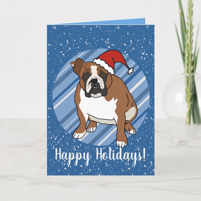 Cartão Inglês Buldogue Christmas (Frente)