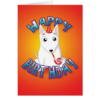 Cartão inglês bull terrier - hat&whistle - birthda feliz