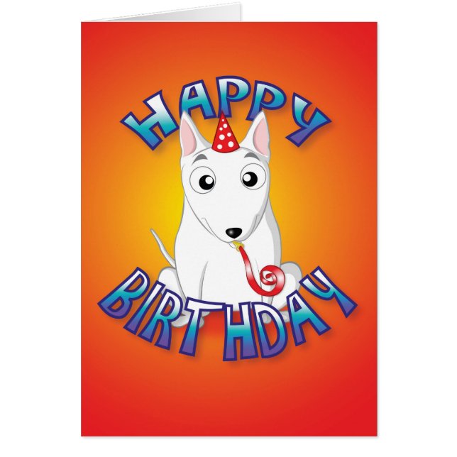 Cartão inglês bull terrier - hat&whistle - birthda feliz (Frente)