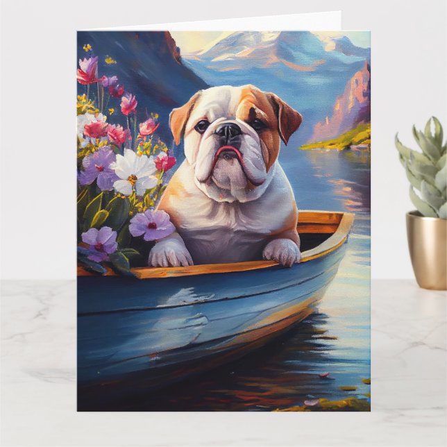 Cartão Inglês Bulldog em um Paddle: Uma Aventura Cênica (Planta pequena)