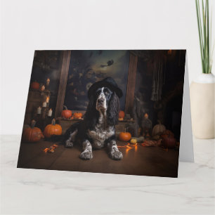 Cartão Inglês Cocker Spaniel Pumpkins Halloween Assustado