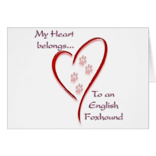 Cartão Inglês Foxhound Hearts Pertence