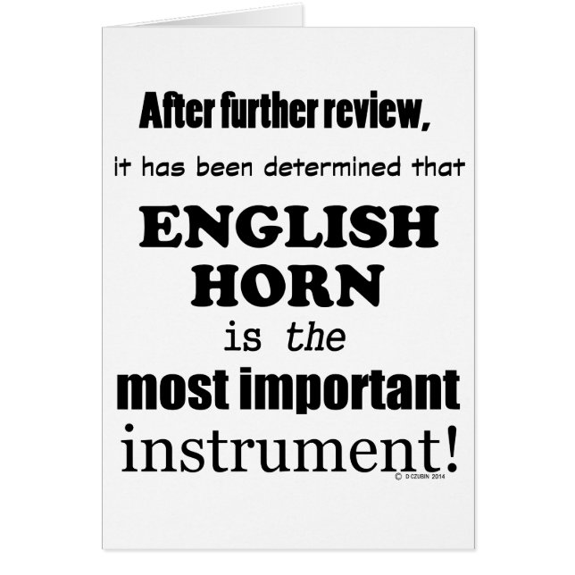 Cartão Inglês Horn - Instrumento mais importante (Frente)