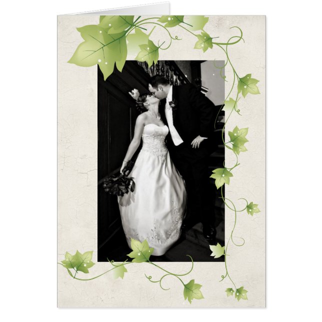 Cartão Inglês Ivy Wedding Foto Muito Obrigado (Frente)