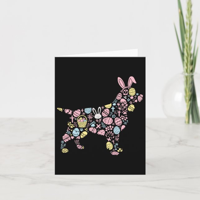 Cartão Inglês Springer Spaniel Bunny Easter Páscoa D (Frente)