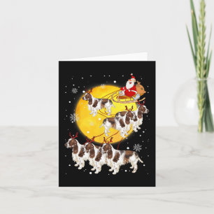 Cartão Inglês Springer Spaniel Reindeer Cão de Natal Lo