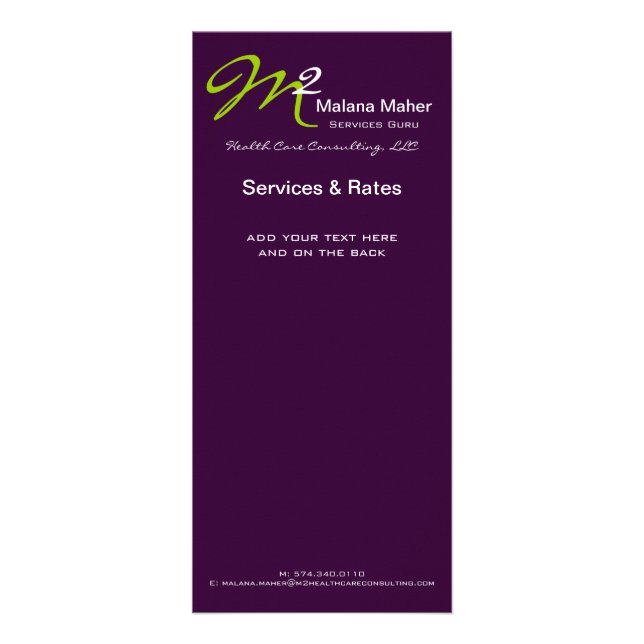 Cartão inicial corajoso verde roxo dos serviços a (Frente)