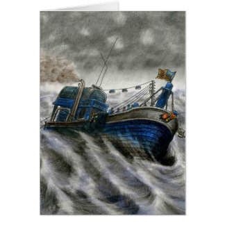 Cartão inoperante do olho com o barco na cor,