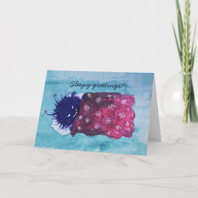 Cartão Inseto Bonito Adora Relaxar Saudações Sonolentas (Frente)