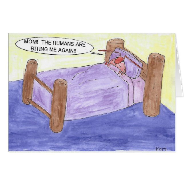 CARTÃO INSETO DE CAMA NA CAMA (Frente Horizontal)