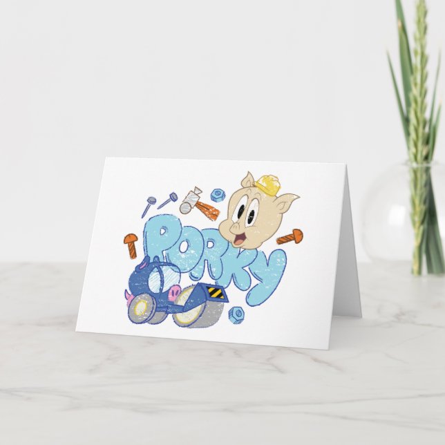 Cartão INSETOS BUNNY BUILDERS™| Arte de Desenho Porky (Frente)