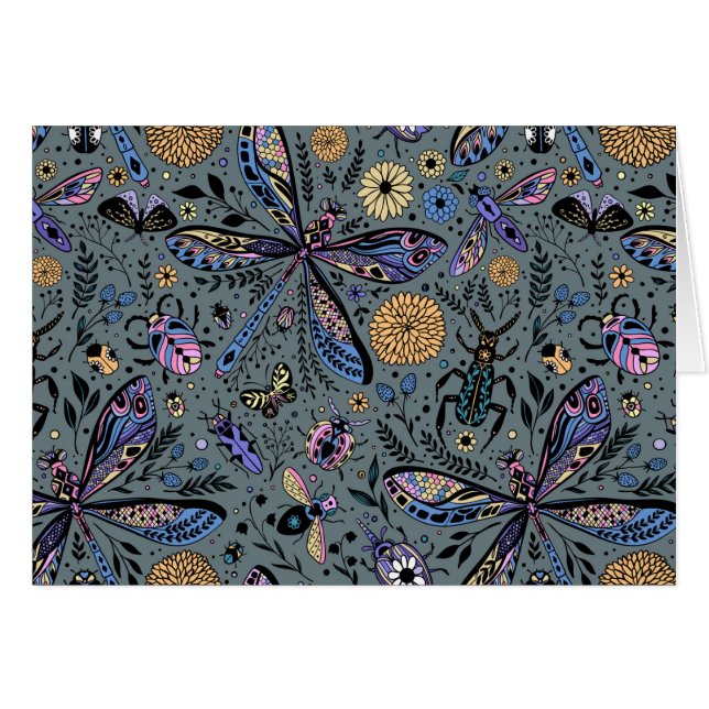 Cartão Insetos de porta em cinzas de slater (Frente Horizontal)