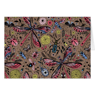 Cartão Insetos de rabisco de mocha