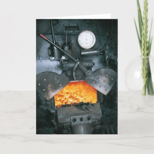 Cartão Inside the Cab of a Steam Locomotive