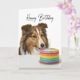 Cartão Inspetor de Bolo de Aniversário Sheltie